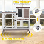 Aivituvin 39.3" Large 2-Story Rabbit Hutch, Indoor Outdoor Bunny Cage with Chew-Proof Ramp, Leak-Proof & Easy-to-Clean Tray, Lockable Wheels, for Rabbits & Guinea Pigs - Image 4