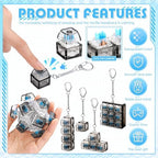 Adult holding the compact single key keyboard fidget keychain for portable stress relief