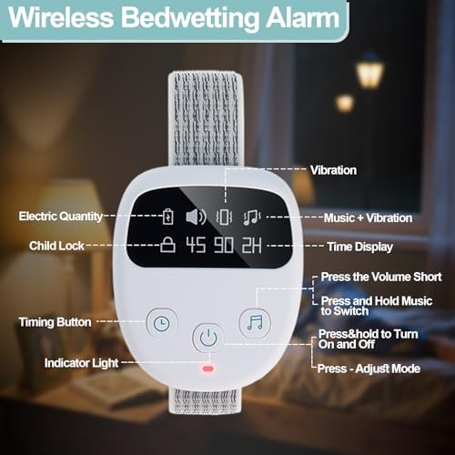Ovevve bed wetting alarm kit including stickers and progress tracking card.
