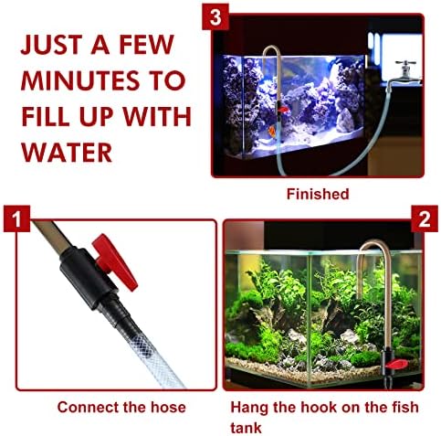 Dreyoo hands free aquarium siphon accessory demonstrating connection to a half inch clear hose