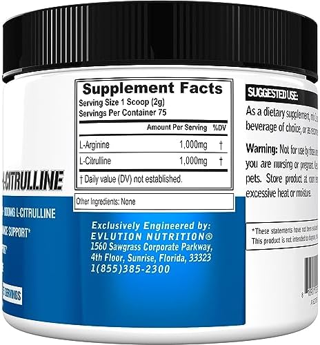 Side profile of EVL nitric oxide booster bottle highlighting key ingredients