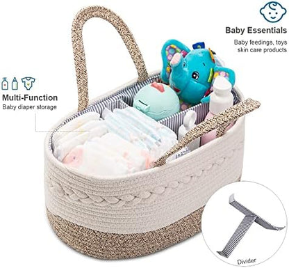 YeaYee woven cotton nursery storage basket with dividers