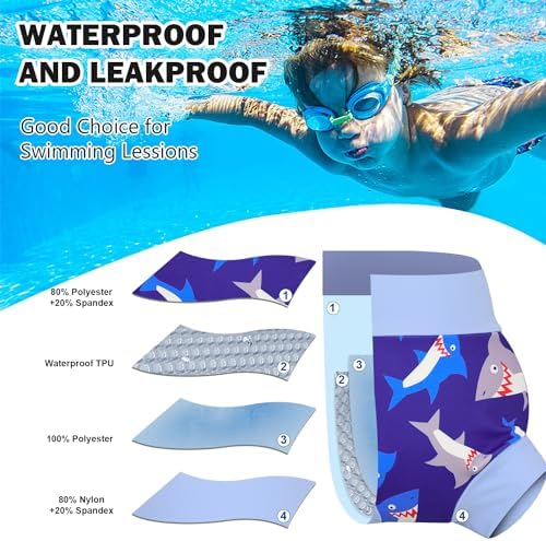 Three pack toddler swim diapers with construction pattern