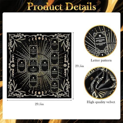 Knana tarot mat velvet texture and engraved design detail