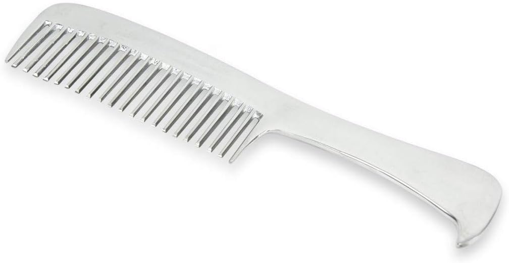 Zikimed Aluminum Mane Comb front view showing twenty teeth and mirror polish finish for horse grooming.