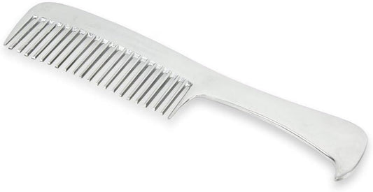 Zikimed Aluminum Mane Comb front view showing twenty teeth and mirror polish finish for horse grooming.