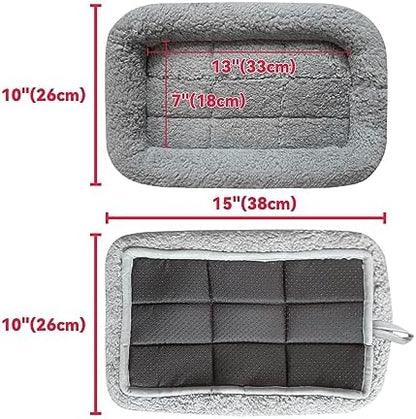 Enjoying Cat Mat Bed 10" x 15" Pet Bed with Pillow Around for Puppy Kitten Curled Sleeping Beds for Carrier/Crate Small Dog Cushion, Anti Skid Bottom, Small - Image 4