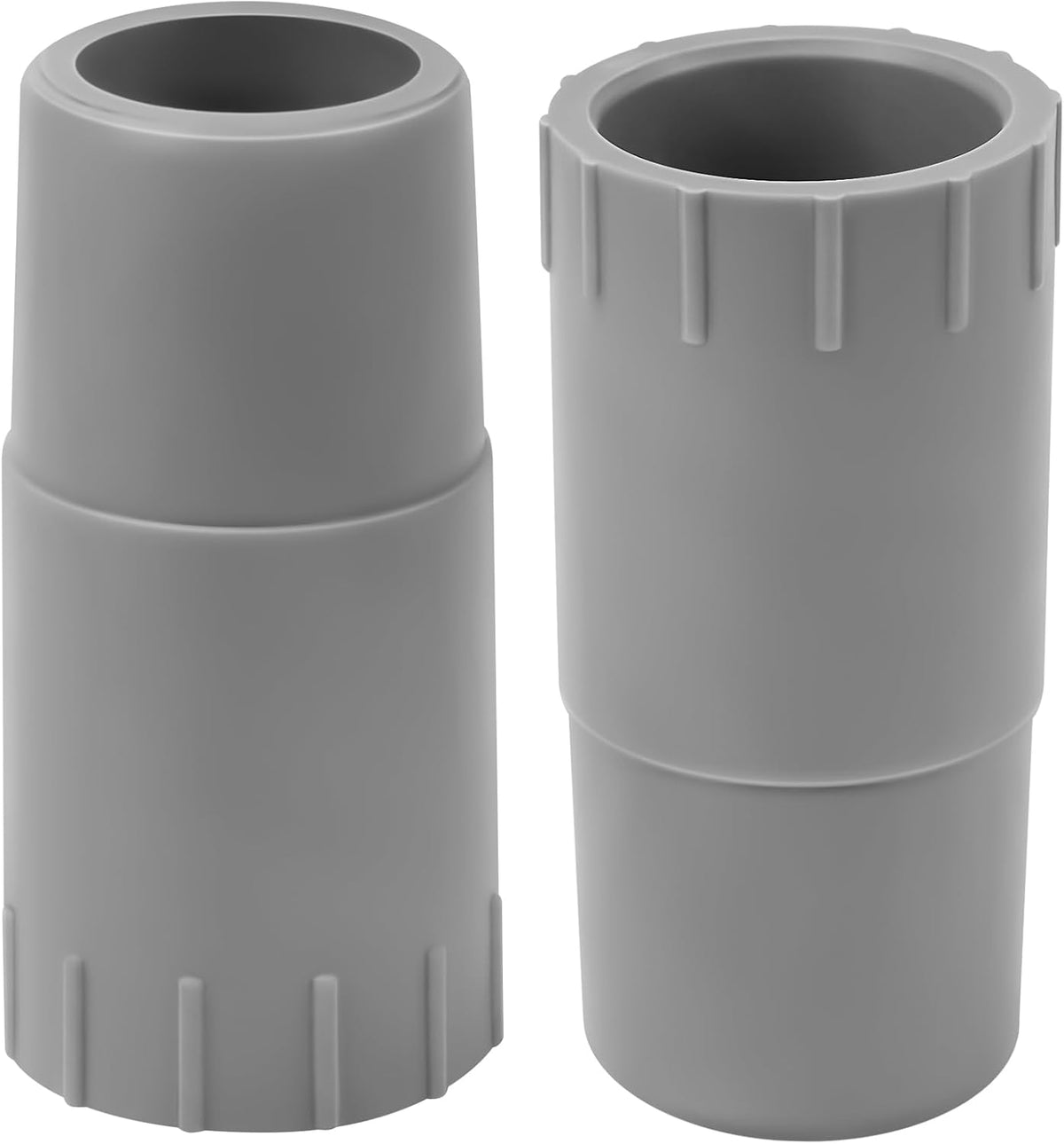 Magluv rubber adapter for Fluval ribbed hosing front view showing two pack grey connectors