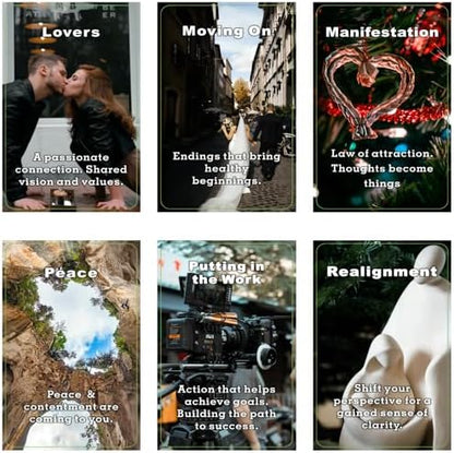 Han Yu Bowen Oracle cards arranged with crystals for energy reading