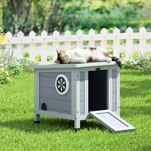 Coziwow Rabbit Hutch, Bunny Cage Indoor with Openable, Portable Small Animals Shelters with Nonslip Ramp for Hideout Rabbits/Feral Cats/Chicken/Duck/Small Animals-Gray - Image 6