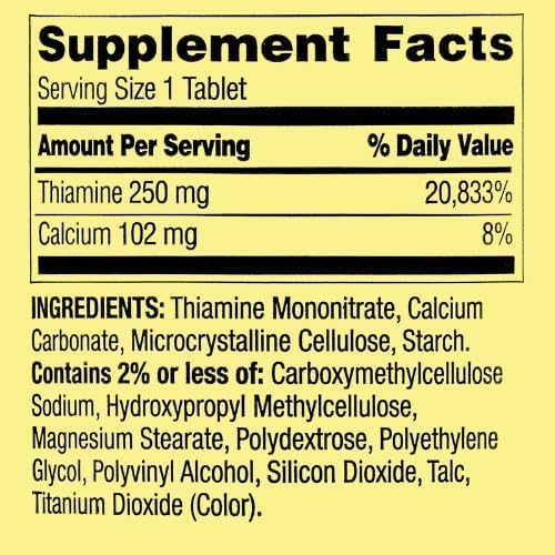 Spring Valley Vitamin B1 100 count bottle showing supplement facts panel