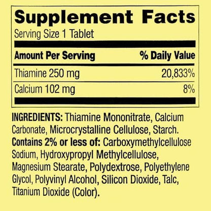 Spring Valley Vitamin B1 100 count dietary supplement safety seal close up