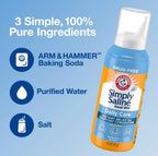 Side view of Simply Saline sterile solution bottle emphasizing its portable daily use design