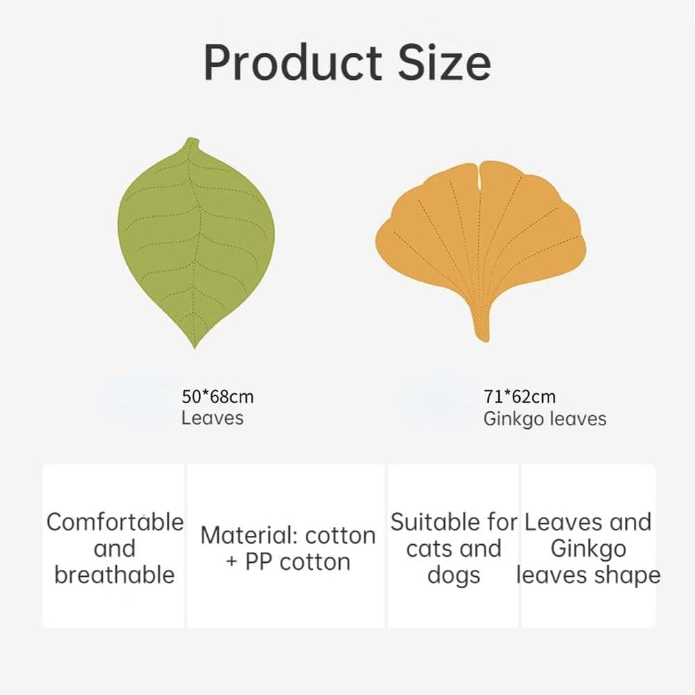 Washable light green leaf shaped pet cushion placed inside a modern cat bed.
