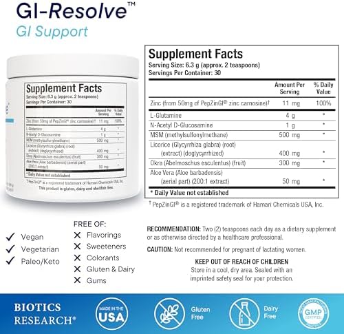 Biotics Research GI Resolve supplement bottle 6.7 ounces