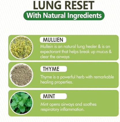 Natural ingredients label featuring mullein thyme and mint extracts