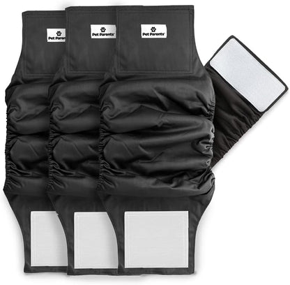 Pet Parents Washable Belly Band Male Dog Diapers front view on a large breed dog
