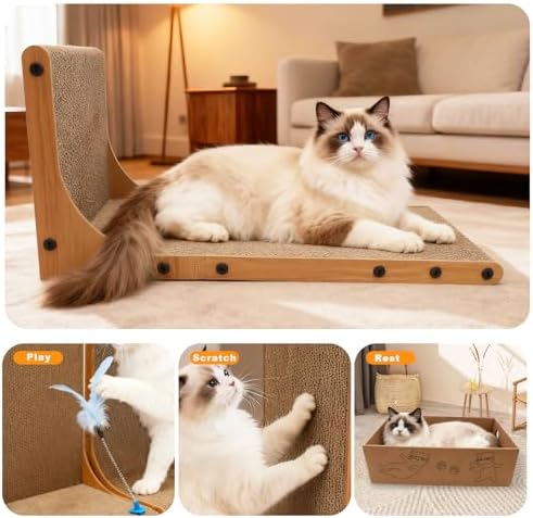 Goosheep 22 inch cat scratching post packaging contents including installation tools and step by step assembly components.