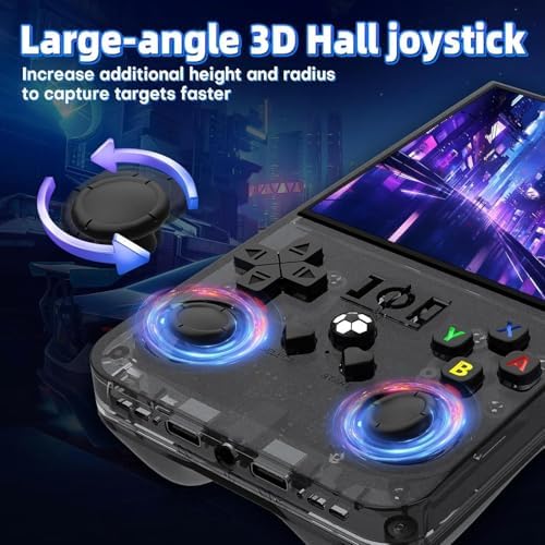 AQHH R36MAX handheld game console showing dual joystick controls