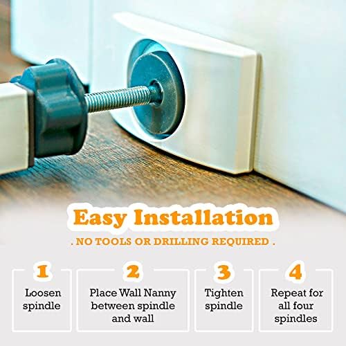 Wall Nanny wall protector installed on baseboard with gate spindle