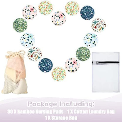 Thirty piece bamboo nursing pad kit with laundry and wet bags