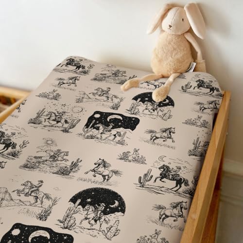 Kastlee cactus and horse desert design changing pad cover close up