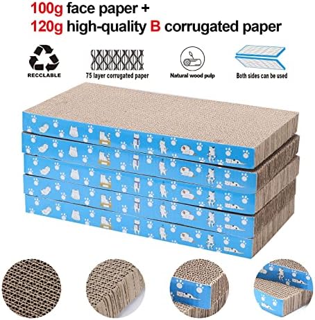 Mankaide cat scratcher bundle pack highlighting the non toxic corn starch glue construction.
