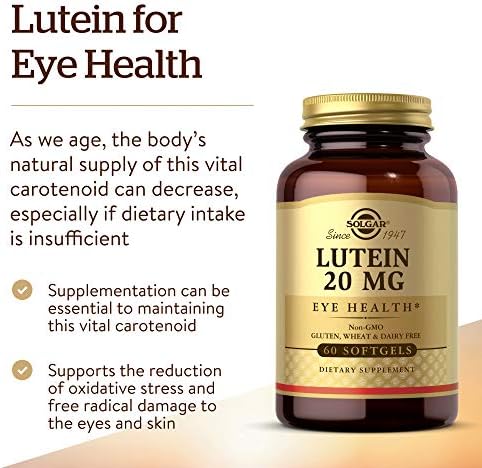 Solgar Lutein softgels nutritional facts and dietary information panel