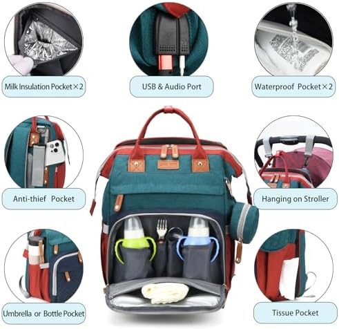 Cesailt waterproof diaper backpack back view with cushioned straps