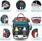 Cesailt waterproof diaper backpack back view with cushioned straps