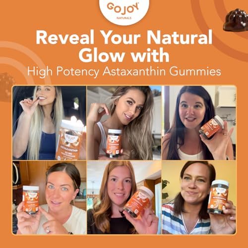 GOJOY NATURALS chewable algae-derived astaxanthin supplement nutritional facts label and clean ingredient list.