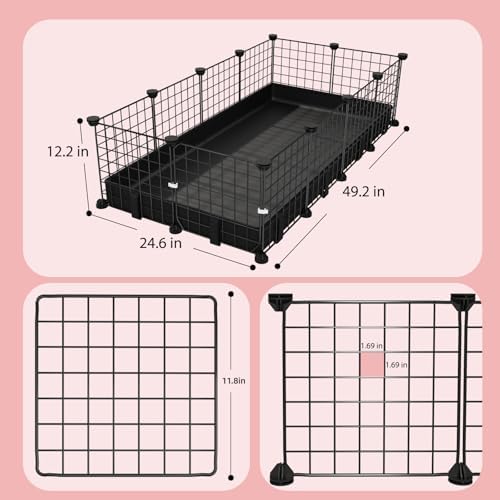 Small Animal Playpen with Waterproof Mat,Guinea Pig Cages,49.2x24.6x12.2inch C&C Cage for Hamster,Bunny,Hedgehog,Chinchilla,Ferret,Indoor Outdoor Portable Metal Wire Yard Fence,Metal Pet Panels-12pcs - Image 3