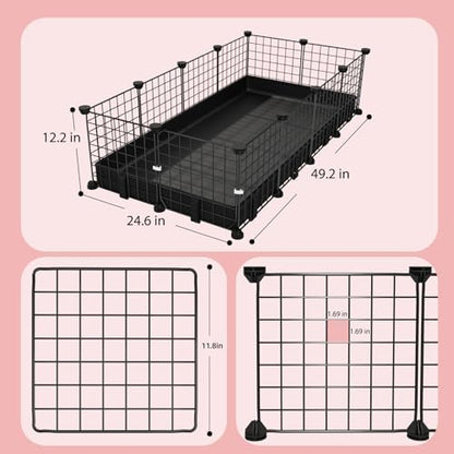 Small Animal Playpen with Waterproof Mat,Guinea Pig Cages,49.2x24.6x12.2inch C&C Cage for Hamster,Bunny,Hedgehog,Chinchilla,Ferret,Indoor Outdoor Portable Metal Wire Yard Fence,Metal Pet Panels-12pcs - Image 3