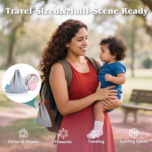Bella's Friends ear muffs folded for compact travel storage