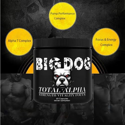 Bruiseweed Big Dog Total Alpha Blend supplement facts showing clean ingredients list.