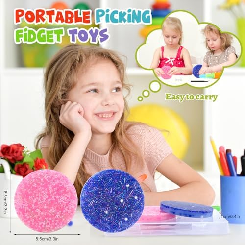 VarietyFidgets Picky Pad close up of embedded glass bugle and seed beads for tactile feedback