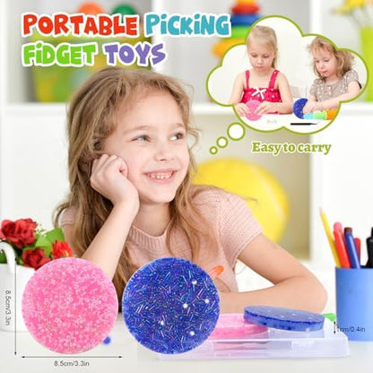 VarietyFidgets Picky Pad close up of embedded glass bugle and seed beads for tactile feedback