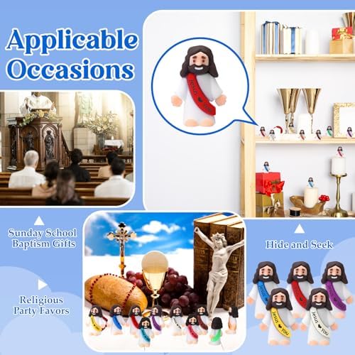 A single Bememo small Jesus figurine held between fingers to clearly illustrate the compact 1.4 inch size scale.