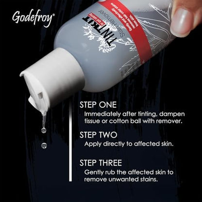 Aloe vera infused hair color stain remover by Godefroy for eyebrows and beard skin cleanup