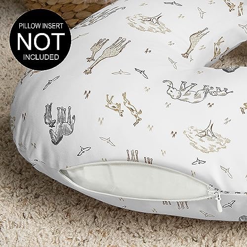 Gender neutral nursing pillow slipcover with hidden zipper detail