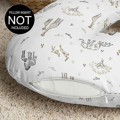 Gender neutral nursing pillow slipcover with hidden zipper detail