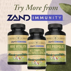 Close up of Zand Bee Complete supplement bottle cap and neck seal