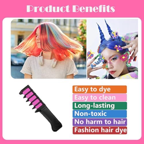 Educational graphic showing how to use hair chalk combs
