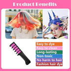 Educational graphic showing how to use hair chalk combs