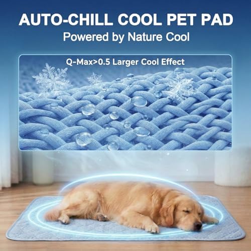 Close-up of the endothermic color-changing fabric on the self-cooling dog mat.