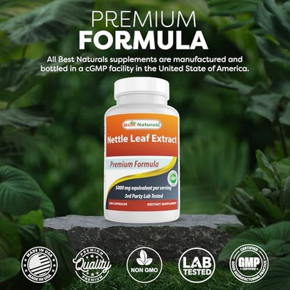 Best Naturals 5000 mg equivalent nettle leaf wellness capsules dietary breakdown