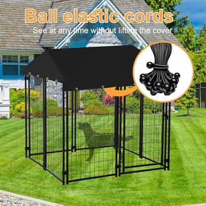 Black UV resistant dog cage roof protector installed on a standard metal frame