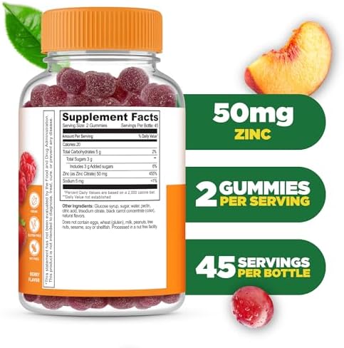Side angle of Lifeable berry flavored zinc supplement showcasing vegetarian and gluten free labels