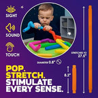 Child connecting flexible pop tubes for STEM play