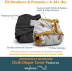 Kanga Care Rumparooz Double Leg Gusset Reusable Cloth Diaper Cover Newborn Snap | Aquarius 4-15 lbs - Image 4